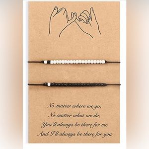 Pinky Promise Matching Bracelets Friends Couples Bead Bracelets Jewelry Set of 2
